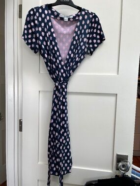 DVF short sleeved polka dot wrap dress